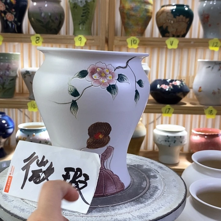瓷片景德镇高温手工花盆