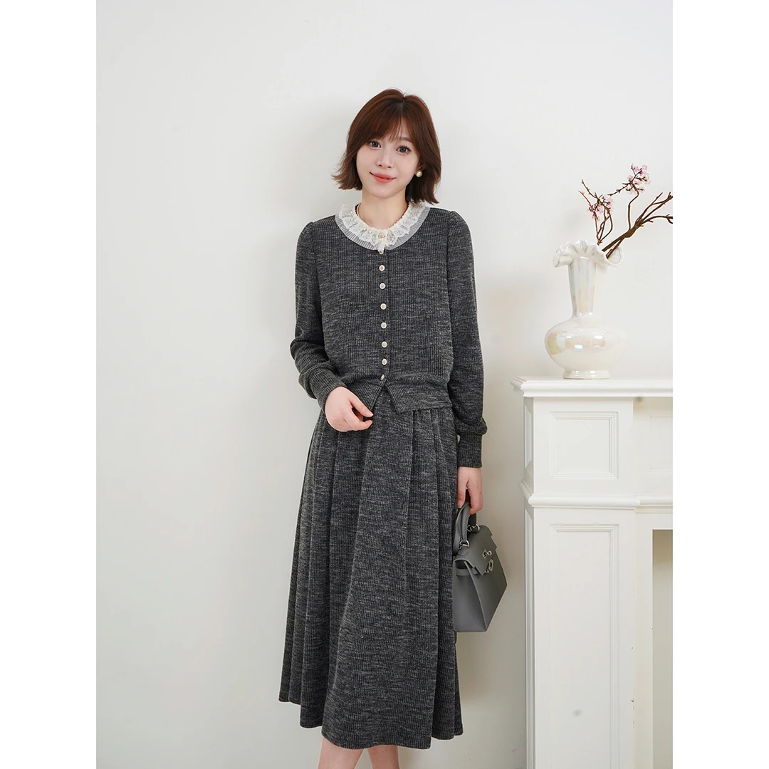 斯洋洋轻奢休闲时尚小香拉夫领设计长袖针织套装TZ408A046SYY