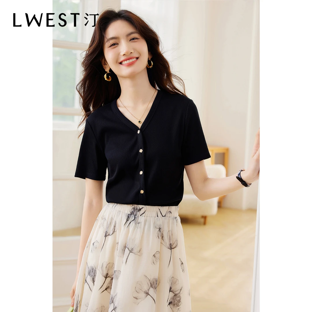 【备用链接】朗文斯汀时尚百搭通勤气质黑色显瘦上衣LDYT32807485