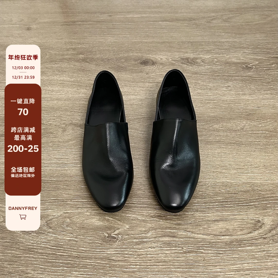 Dannyfrey头层牛皮女复古时尚英伦风中跟百搭休闲真皮单鞋3.5CM