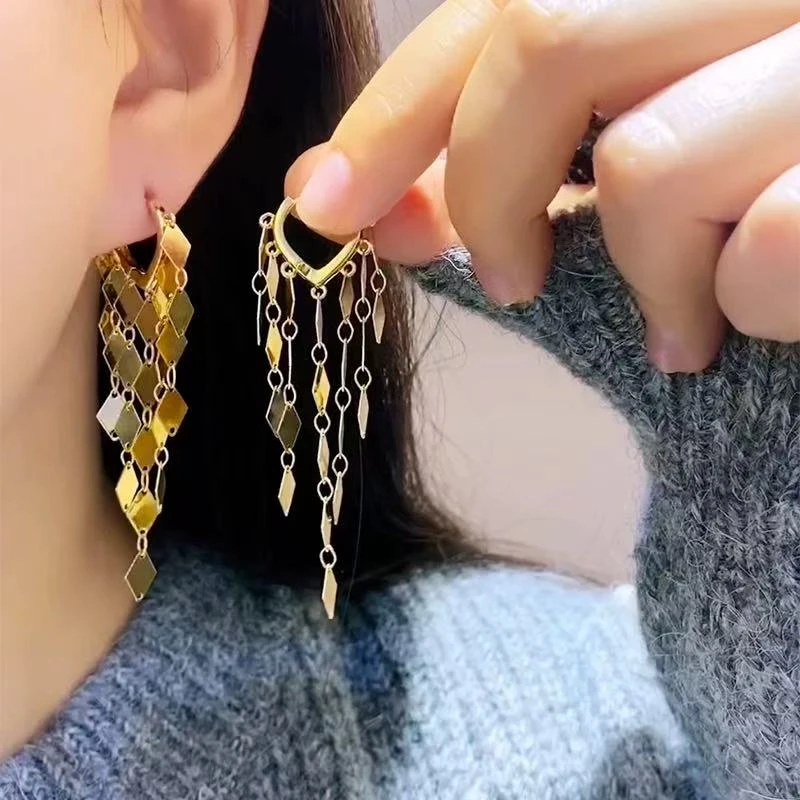 铜合金耳饰 气质轻奢百搭简约小众个性ins长款韩版素款耳环1742