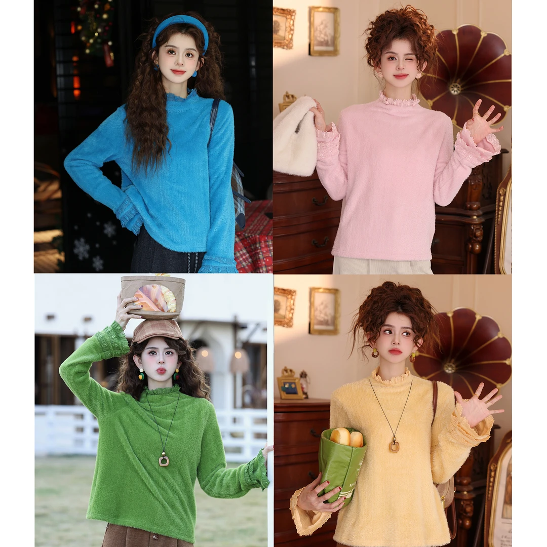 陈大器【潮信留痕】港风复古拼接秋冬针织宽松百搭上衣JH5749332