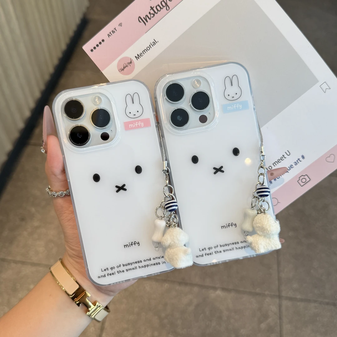 奥菲顿米菲兔小狗挂件适用iPhone16大孔手机壳华为vivo小米15oppo