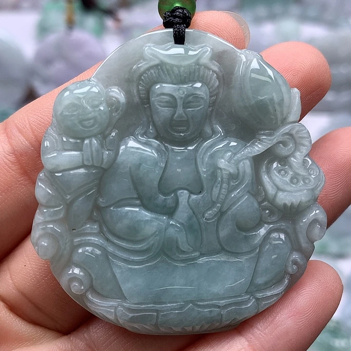 翡翠未镶嵌颈饰观音福利洒黄翡福利