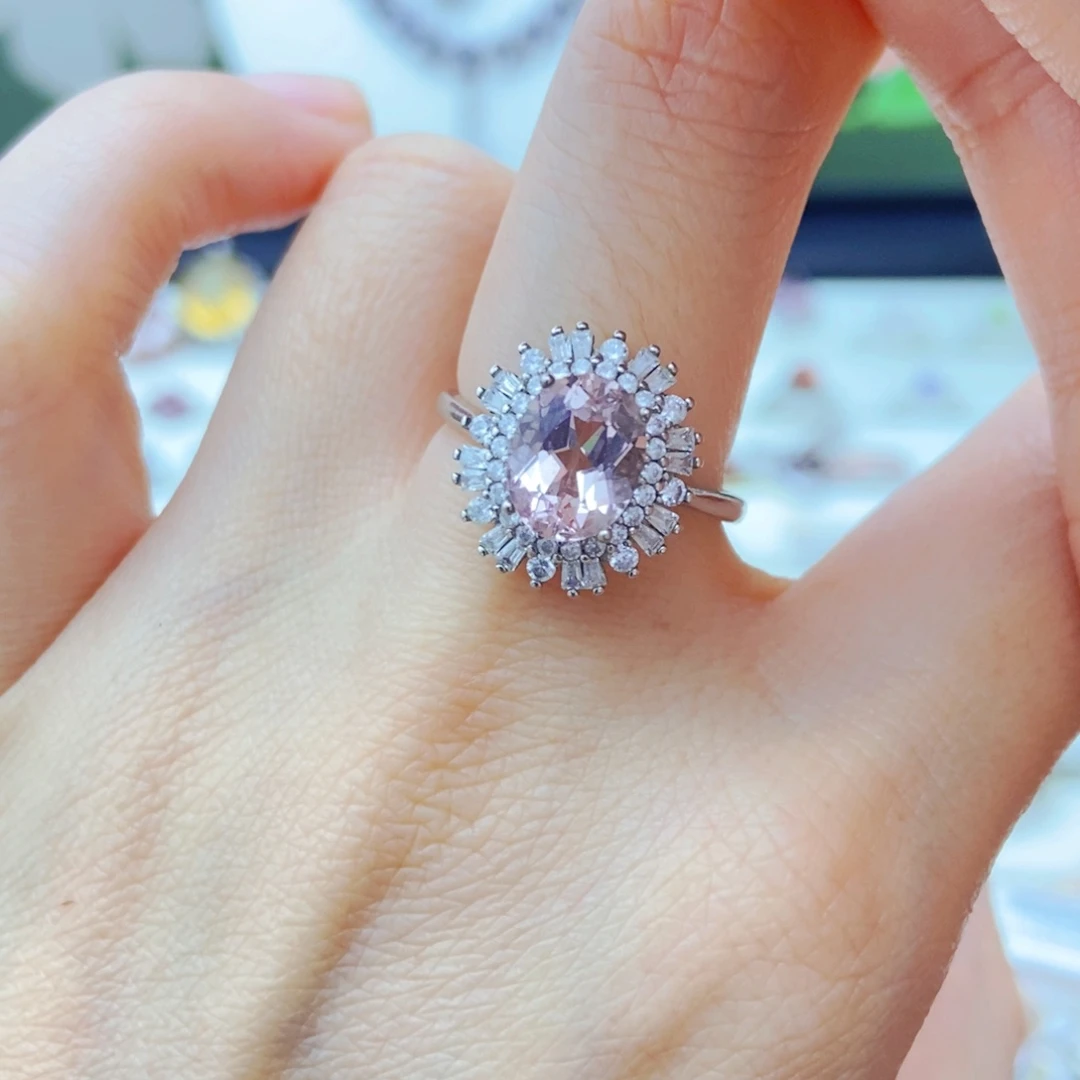 银S925镶嵌戒指绿柱石