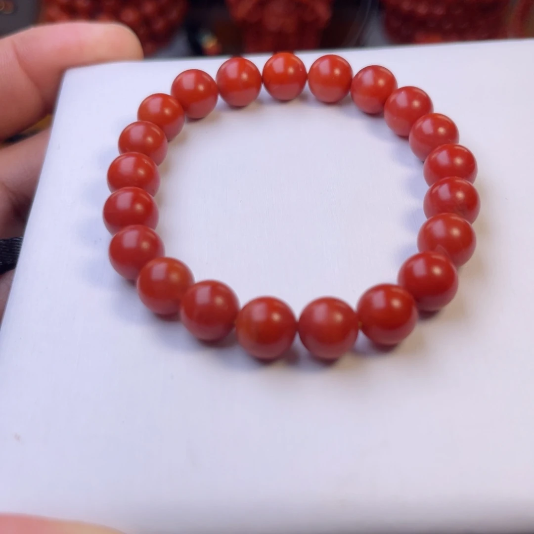 南红玛瑙未镶嵌保山精工圆珠手串卡9mm
