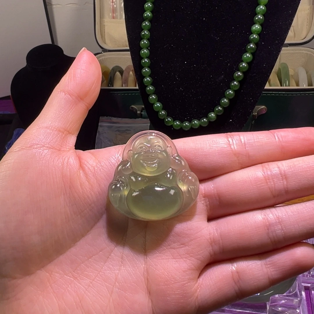 蛇纹石玉未镶嵌颈饰天然岫玉佛公吊坠