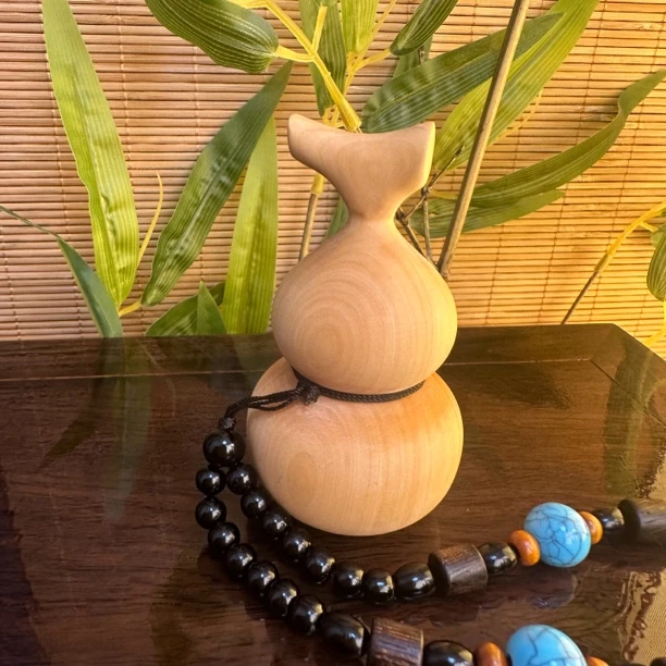 黄杨木素面葫芦 葫芦手把件工艺品小摆件8公分