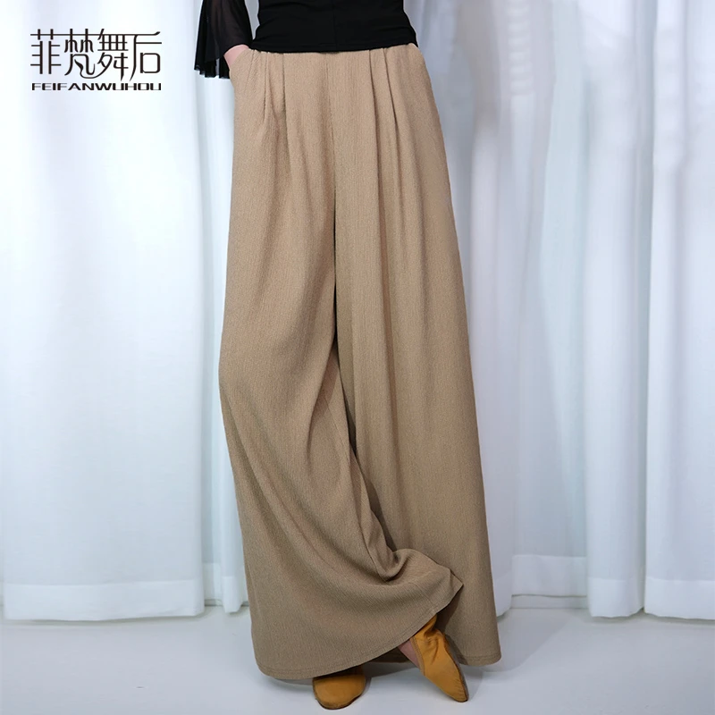 菲梵舞后新款高腰时尚舞蹈裤女现代舞阔腿裤练功裤广场舞裤显瘦版