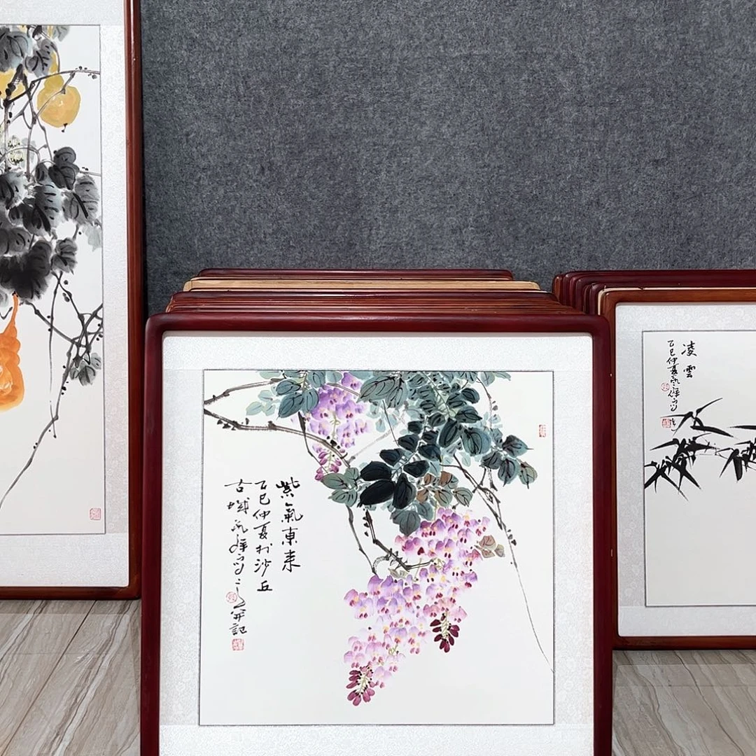 国画书画作品带框63×63