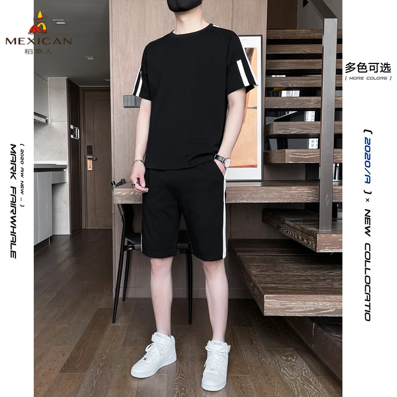 Mexican/稻草人新款套装夏季薄款短袖t恤潮流时尚韩版运动套装