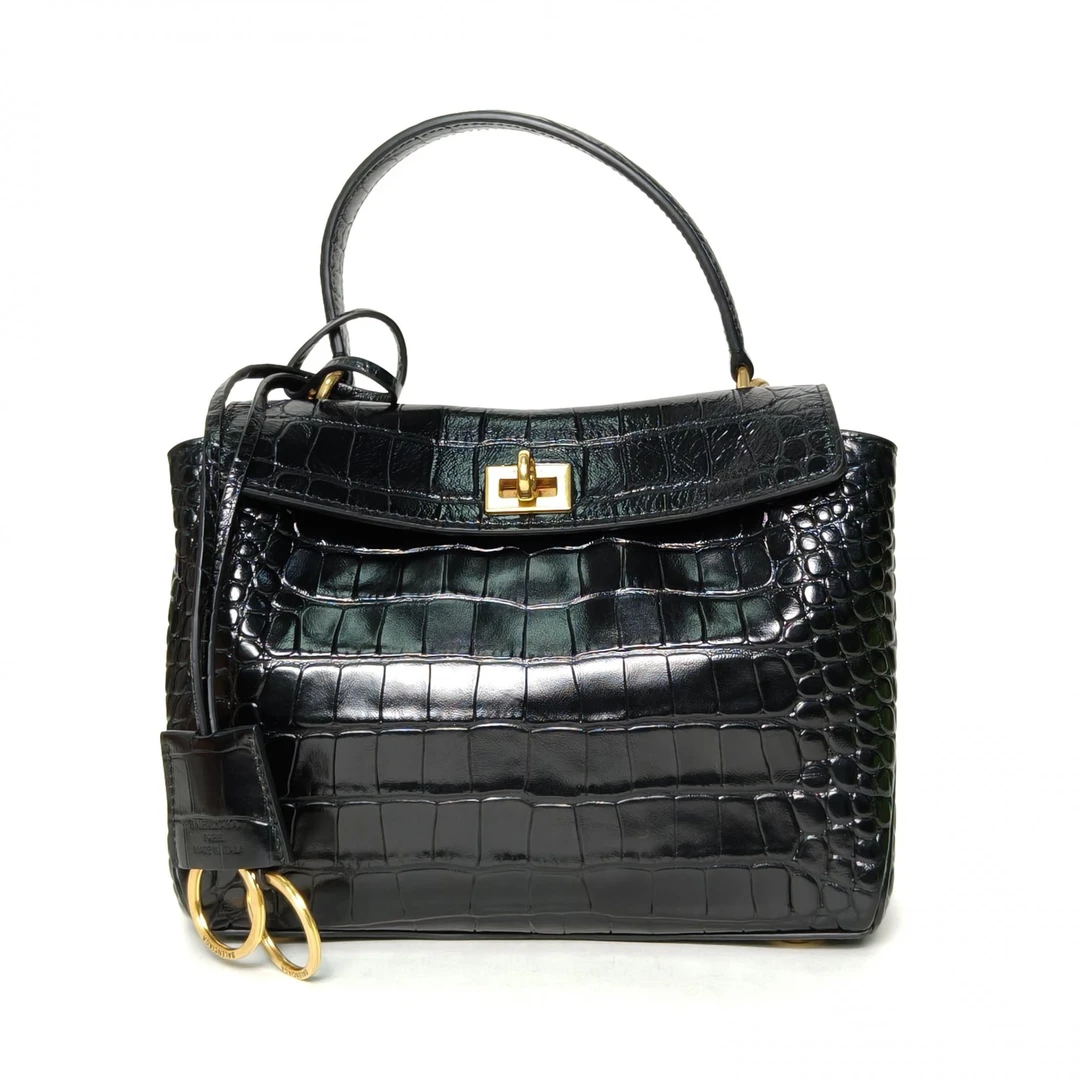 99新 Balenciaga/巴黎世家 花花Rodeo 迷你 23 黑色 皮革C 金扣