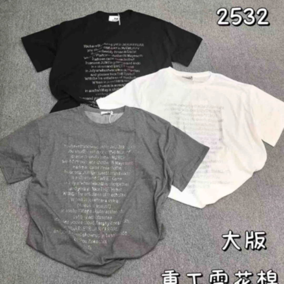 满天星烫钻字母薄款宽松体恤夏季女款