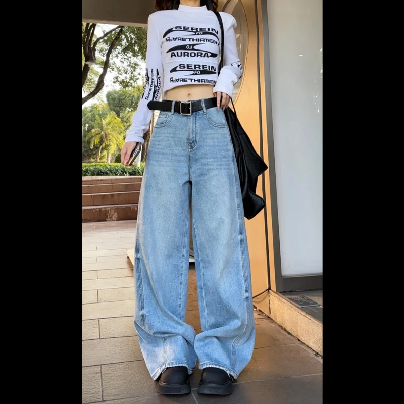 20339高品质极简水洗牛仔显瘦直筒牛仔裤女2025年春季新款休闲裤