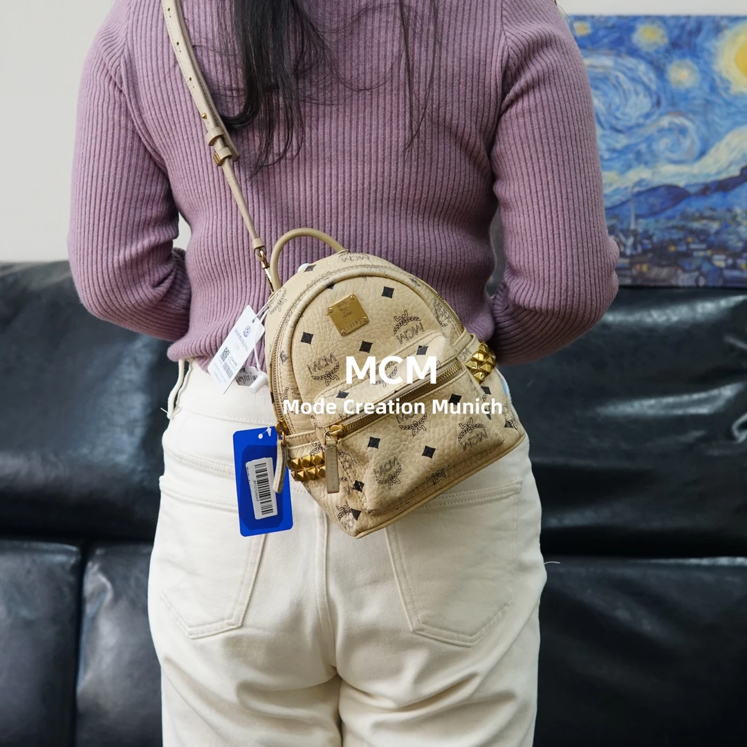 95新 MCM 米色单肩背包/JM12126049/6049