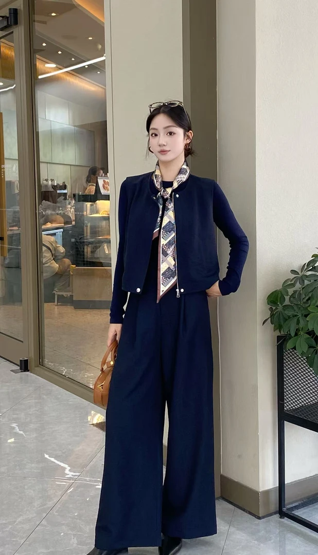 王姐专属-2025早秋新品韩版复古显瘦气质慵懒风套装【晓青-25809】