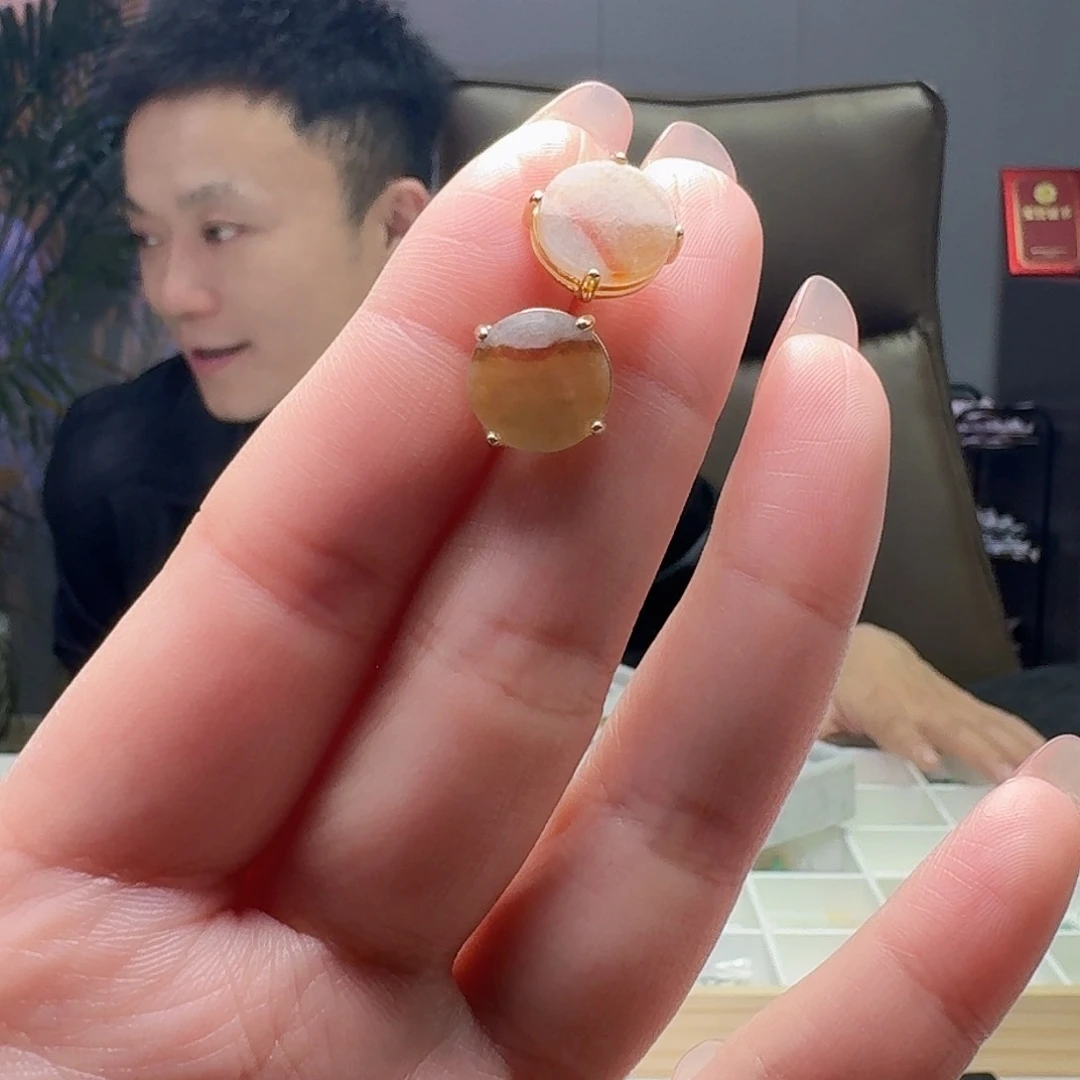 翡翠耳饰银S925镶嵌天然