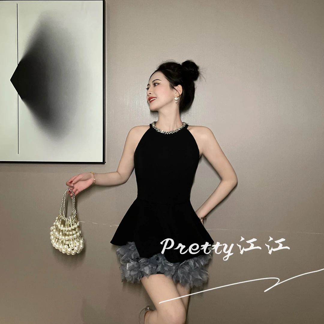 Pretty小众设计师品牌江江定制  法式赫本风少女轻奢连衣裙65307