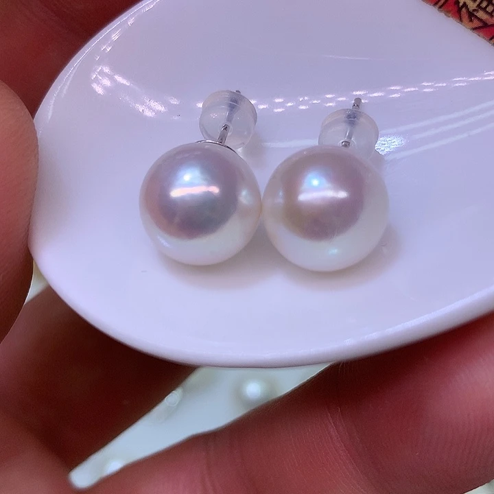 银S925镶嵌耳饰淡水珍珠