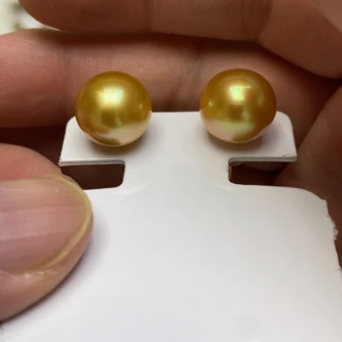 18K金镶嵌耳饰海水珍珠