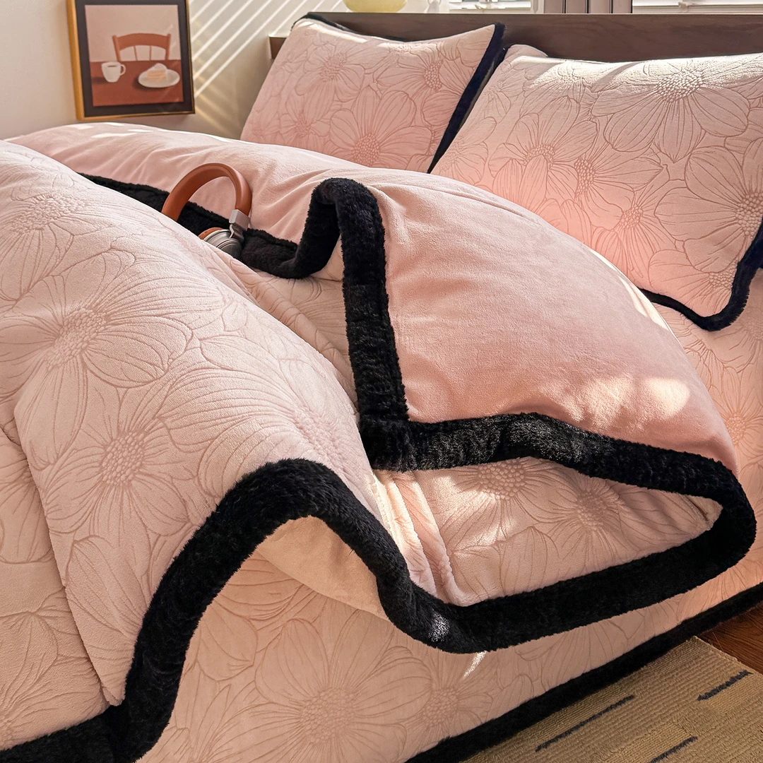 双面加绒床盖款牛奶绒床上四件套冬季加厚珊瑚绒床单被套保暖床品