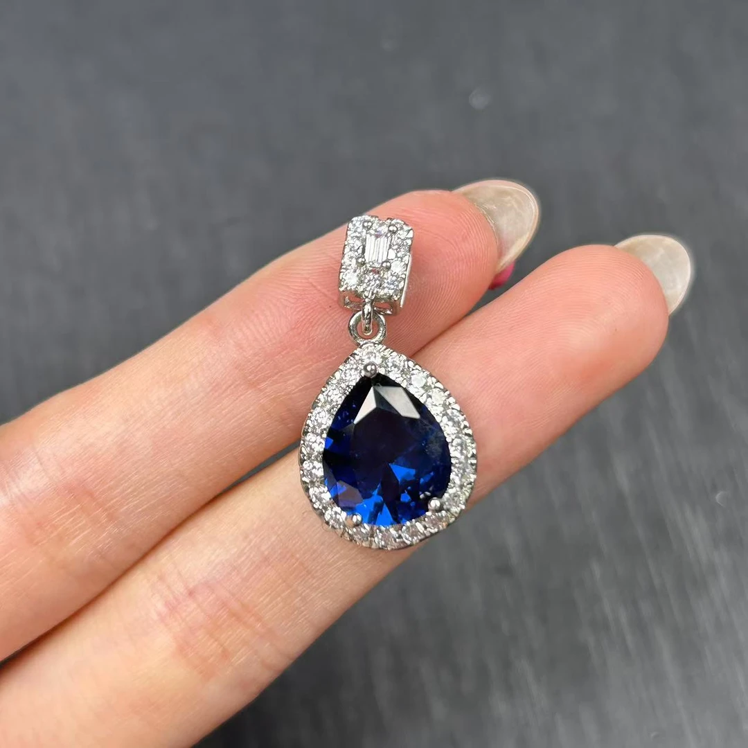 阿鲁沙-典藏高奢培育蓝宝石-精工合金吊坠配链859