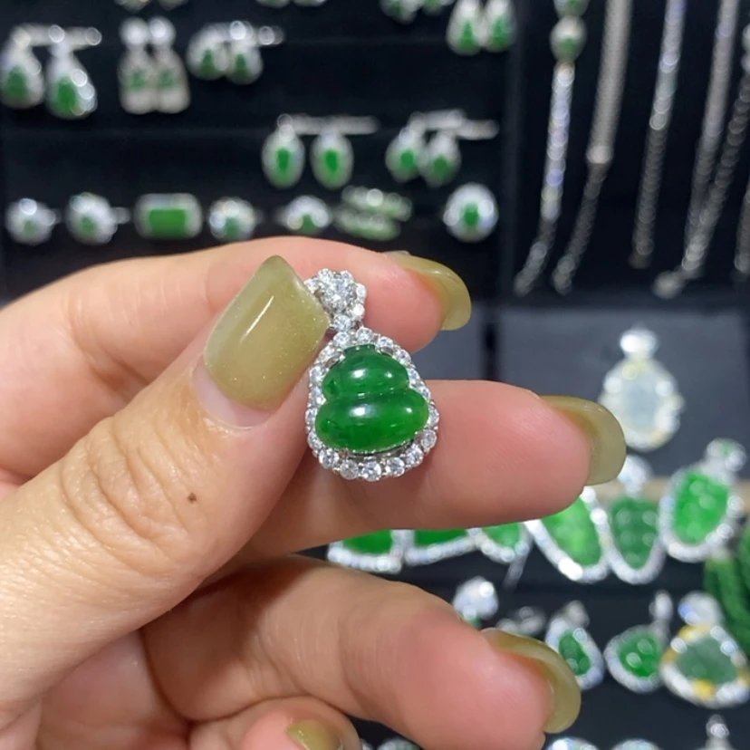 【闪购商品】翡翠银S925镀金镶嵌吊坠(不含链)