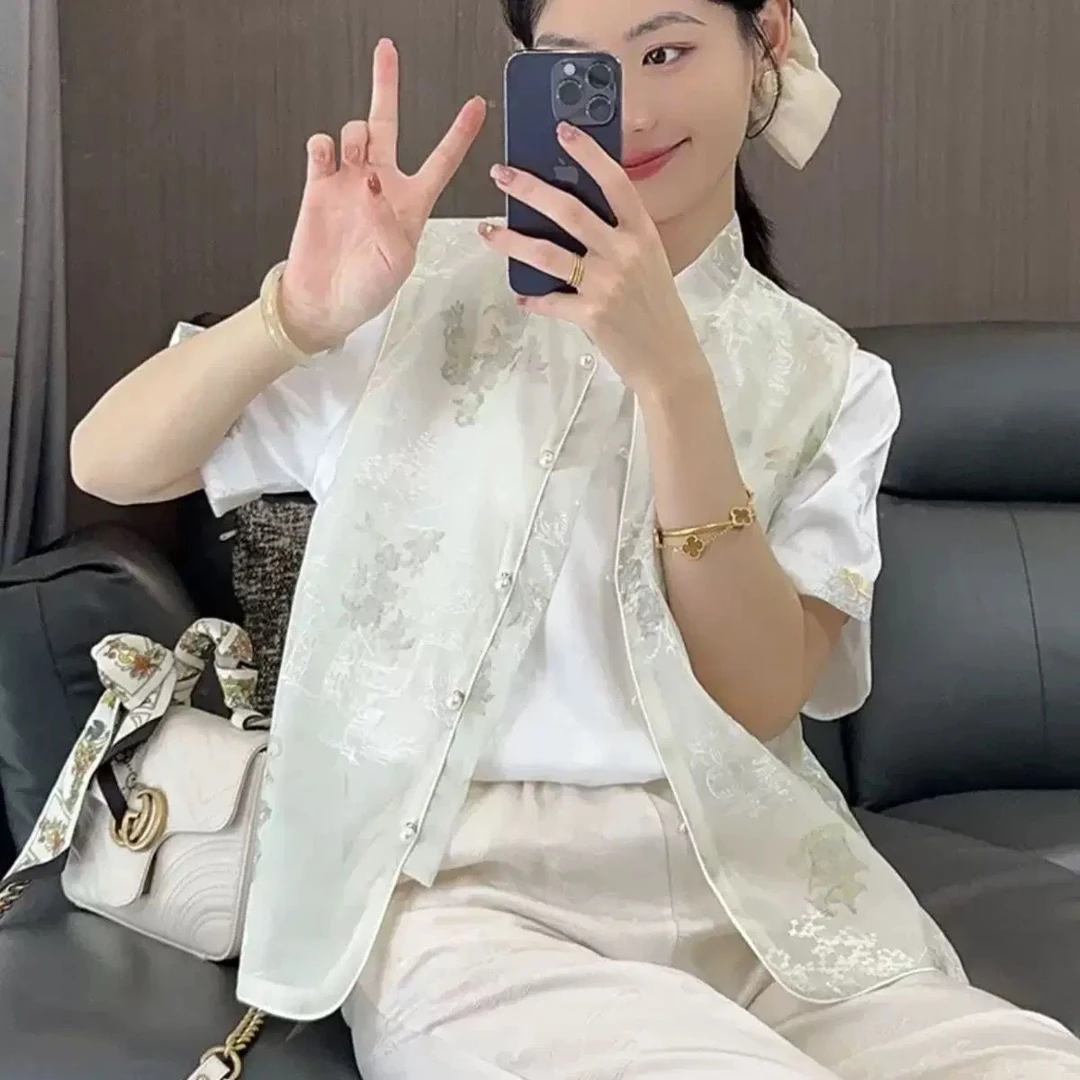 【江南春景】新中式重工刺绣马夹上衣国风时尚百搭坎肩背心女