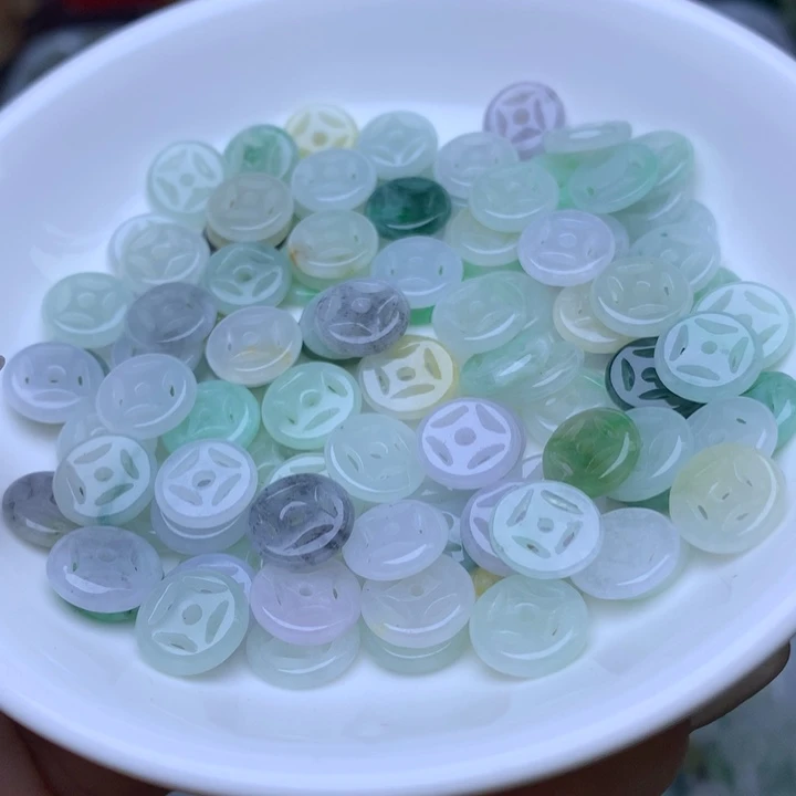 翡翠散珠卡10冰金钱扣20个