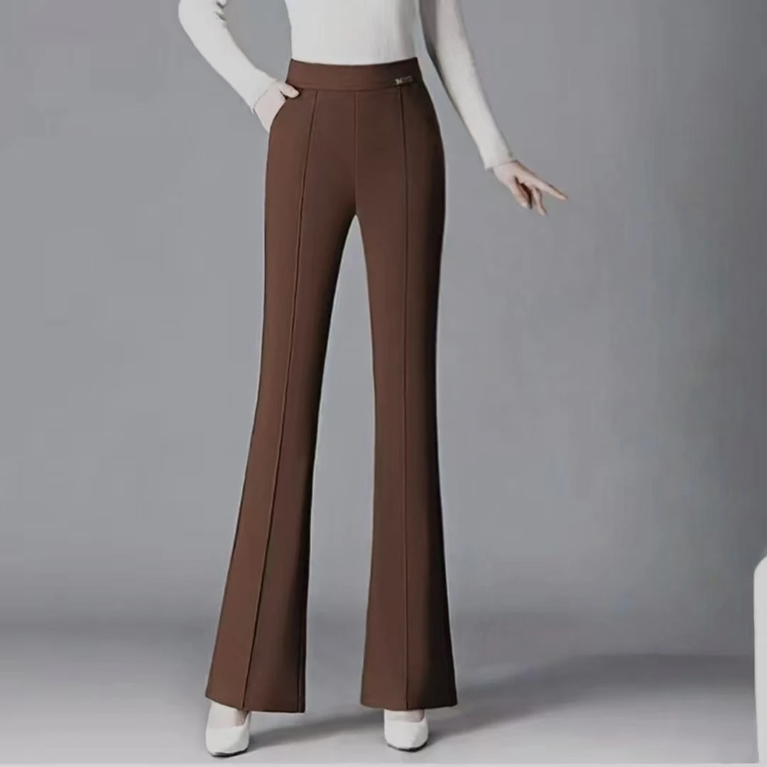 8171-蝴蝶LOGO夏季中腿线（咖色）西装马蹄裤