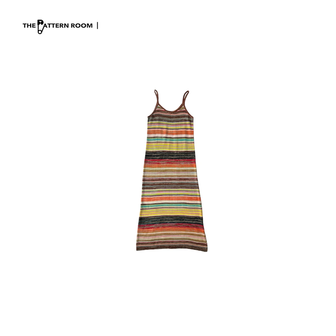 The pattern room | 酸性美学数字夕阳渐变彩虹针织吊带连衣裙
