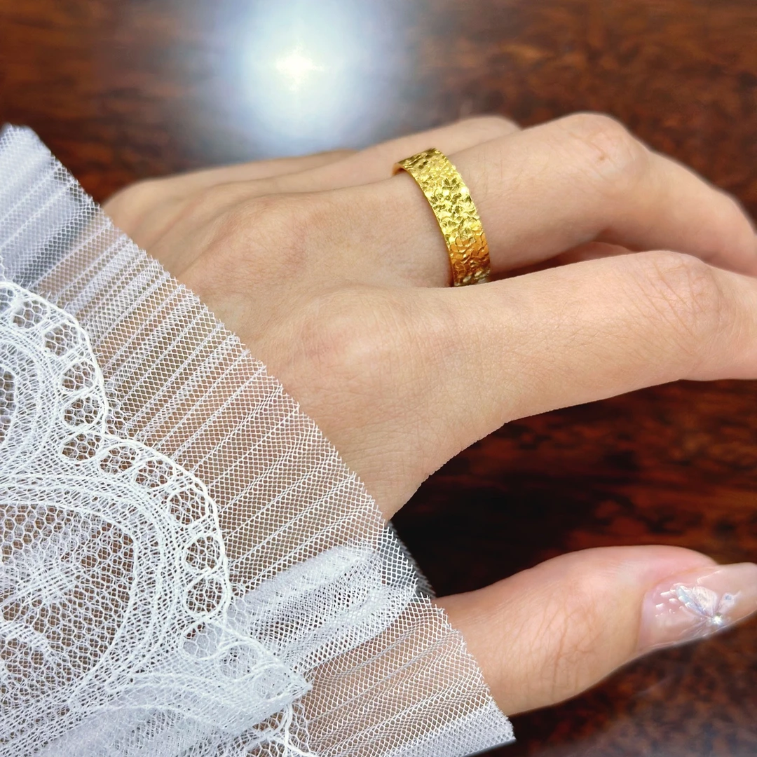 足银戒指 CNC碎碎冰开口戒指银碎冰冰不掉色百搭时尚情侣