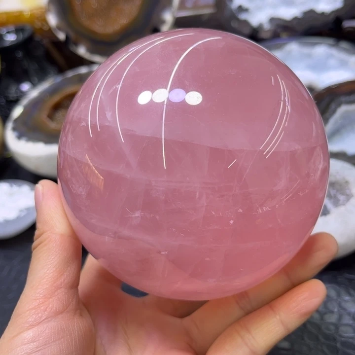 水晶珠宝半成品未镶嵌大粉晶球