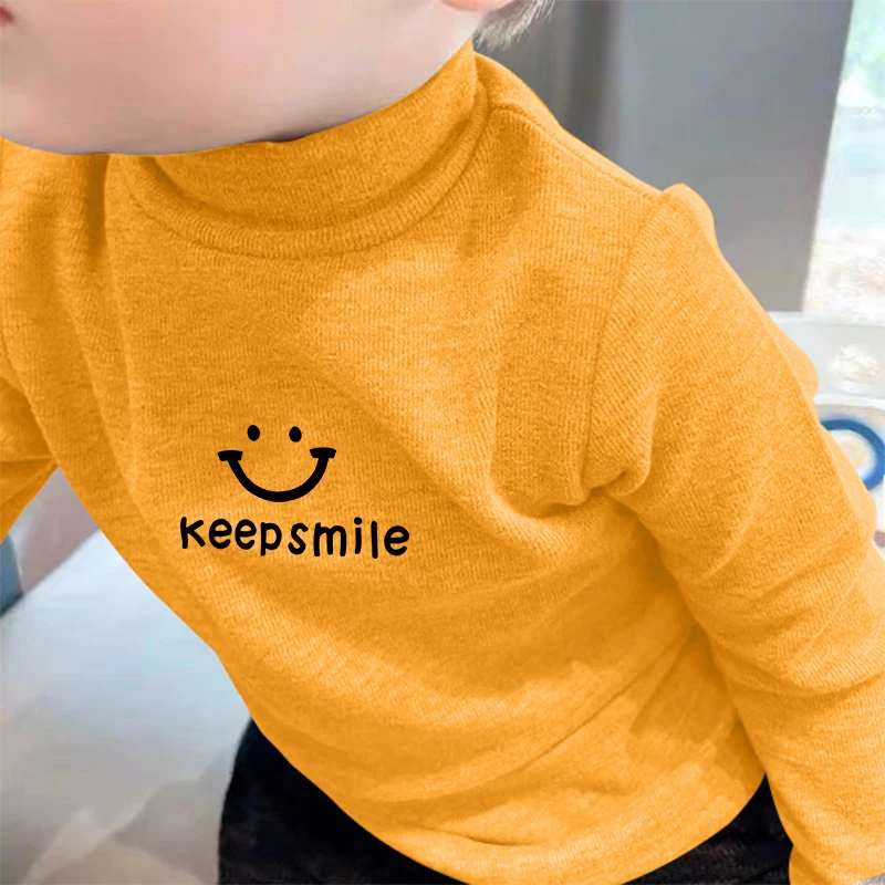 儿童德绒2025新款半高领保暖新款打底衫秋冬洋气上衣儿童长袖T恤