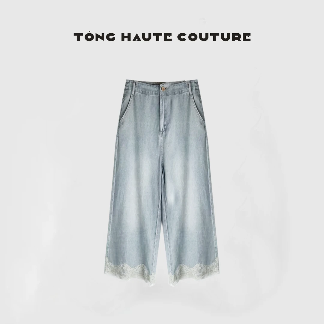 【林间鹿隐】25年新款春夏季轻奢欧若风设计师款拼接牛仔裤 YK028