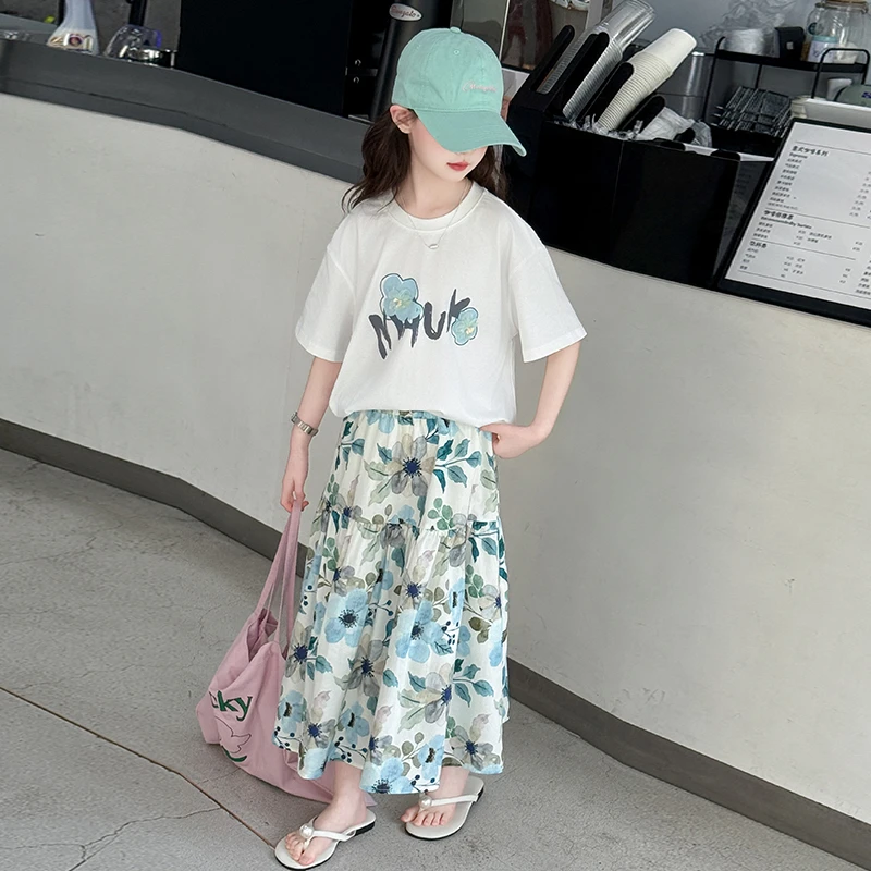 女童夏装清凉感运动速干透气薄款儿童碎花洋气夏季女孩中大童印花