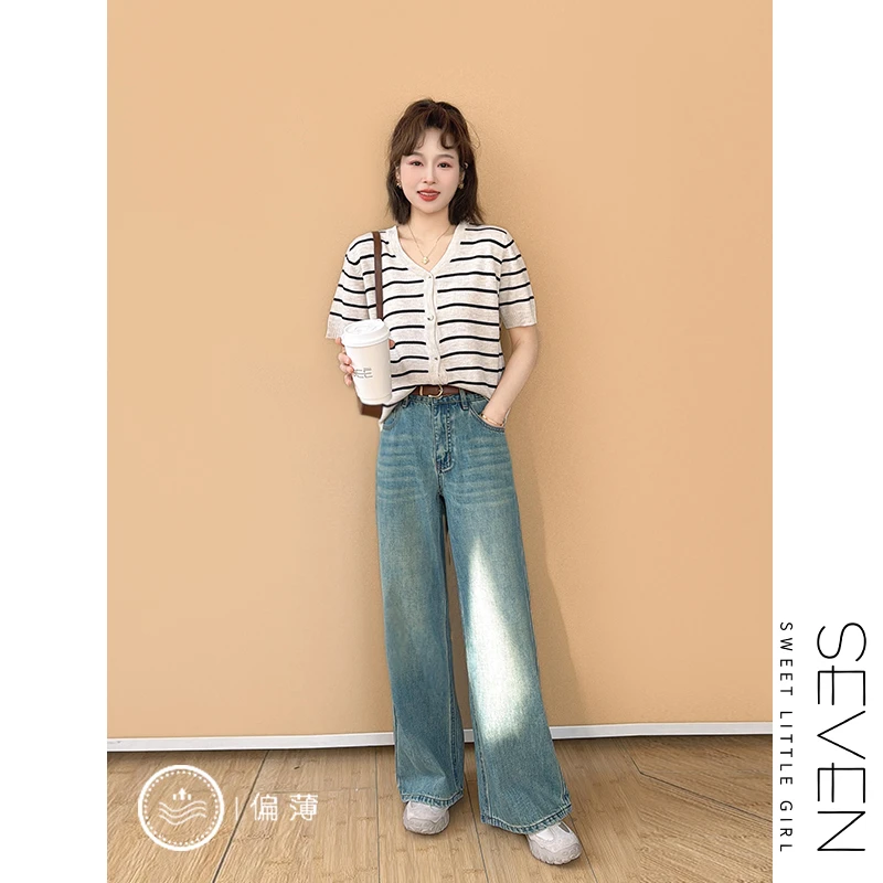 云柔天丝裤③七七146小个子高腰窄版显瘦直筒牛仔裤女款夏季小美说