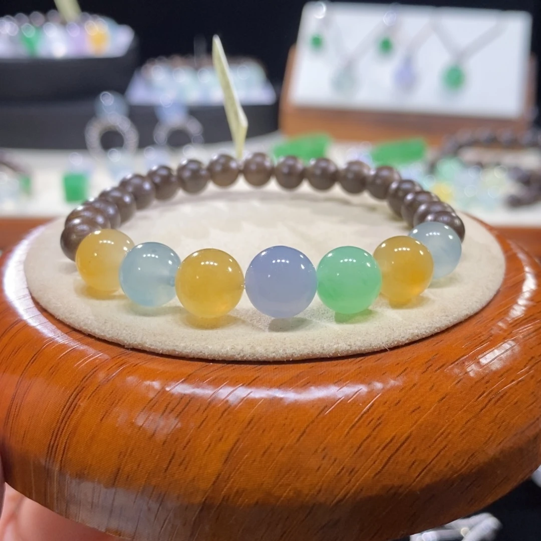 翡翠未镶嵌手串糖果色手串