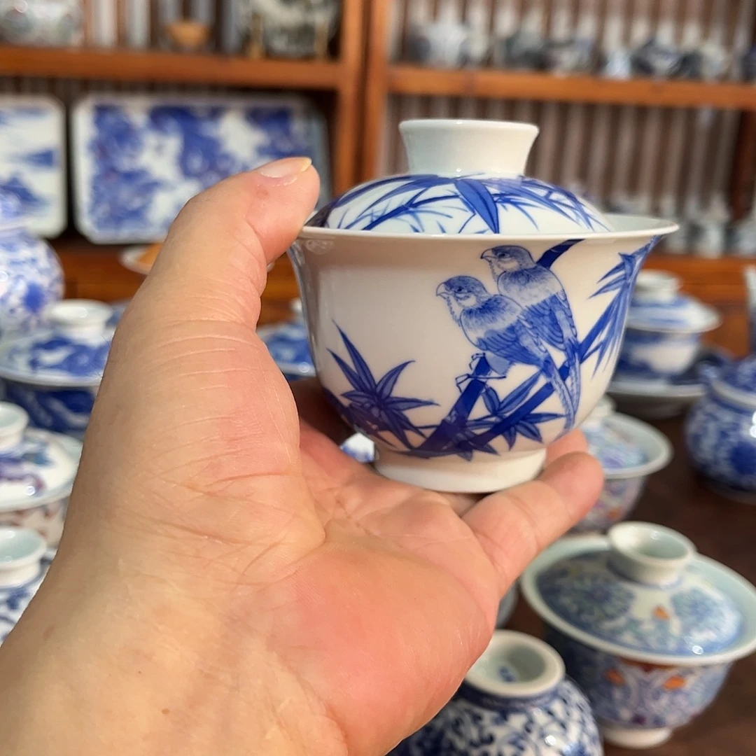 錡镇堂手工手绘盖碗