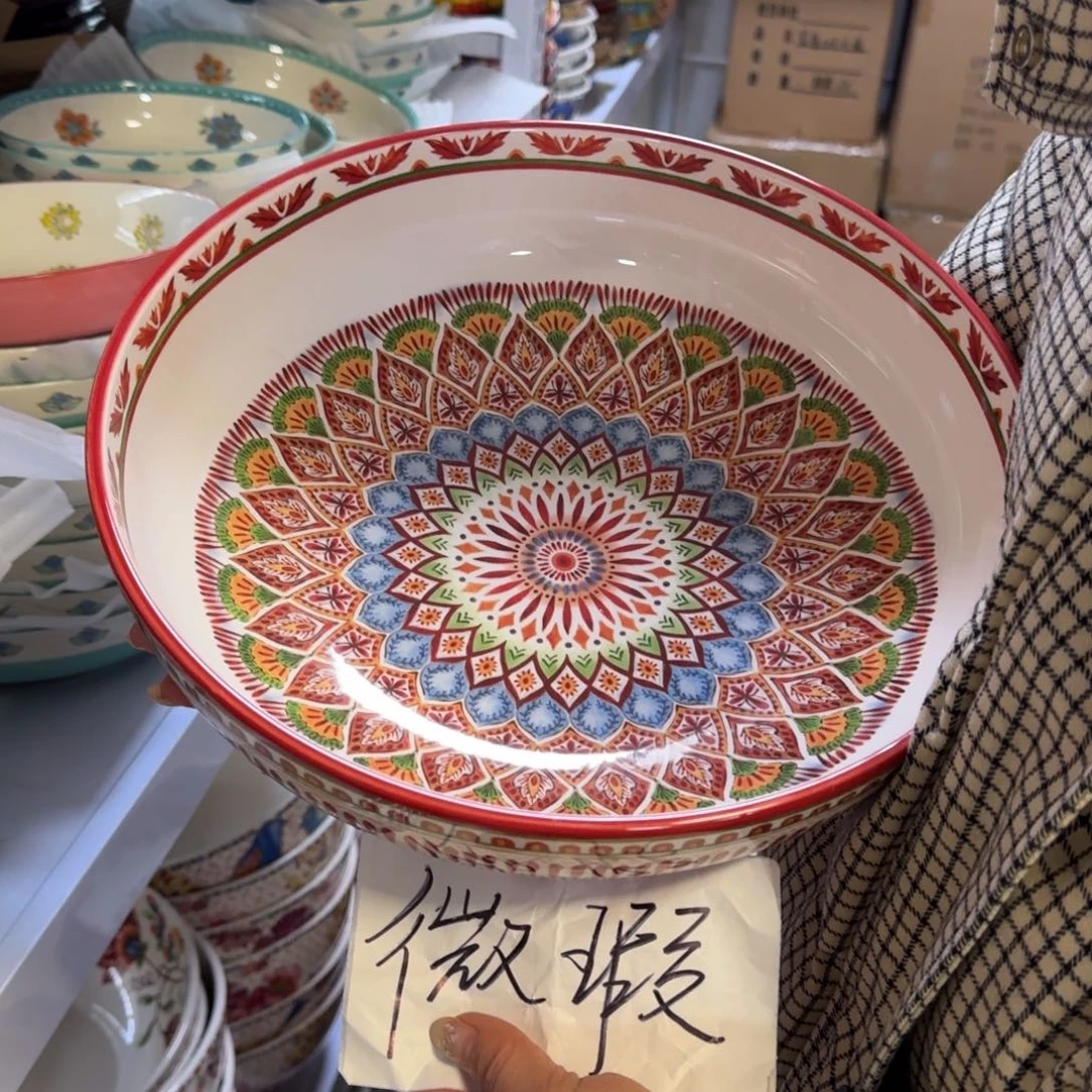 瓷片微瑕清仓12英寸华丽图腾大盆1只