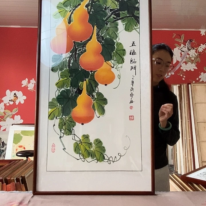 国画手写手绘带框包邮国画作品62✖️122