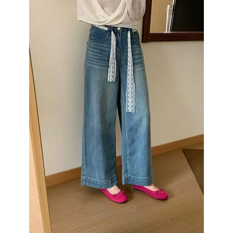 韩版不贴腿高腰显瘦直筒牛仔裤3263