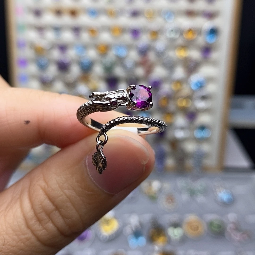 银S925镶嵌戒指石榴石不含证书