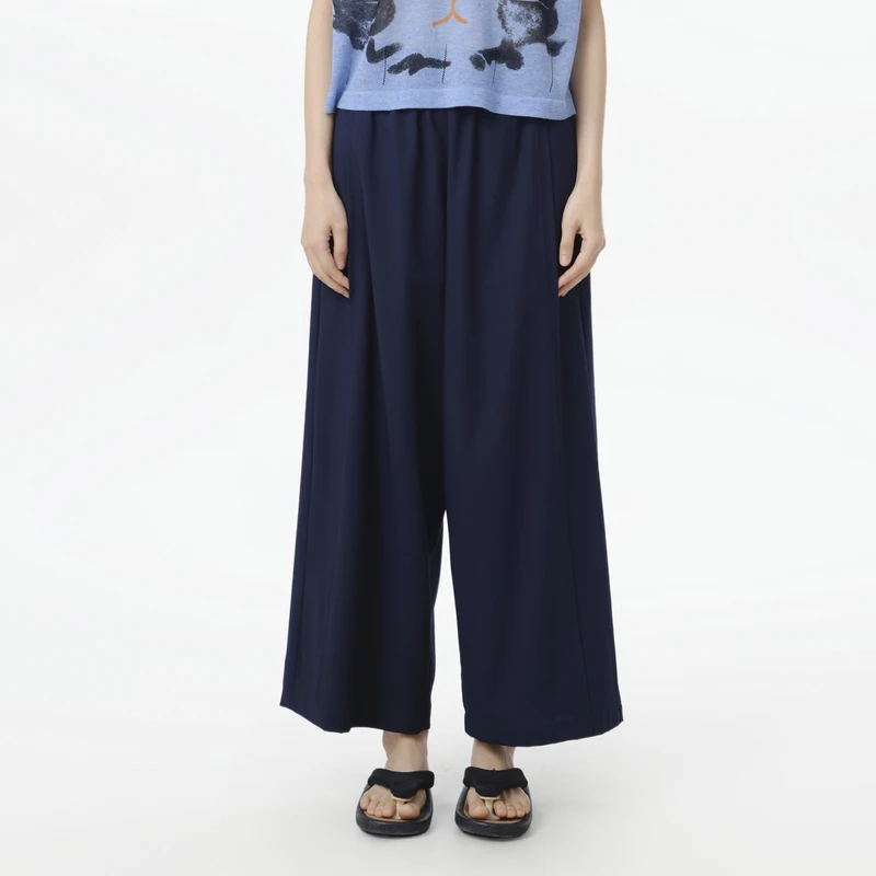 MOVEUP幻走2025夏季新款.FUN 松紧腰阔腿休闲直筒裤女325220133