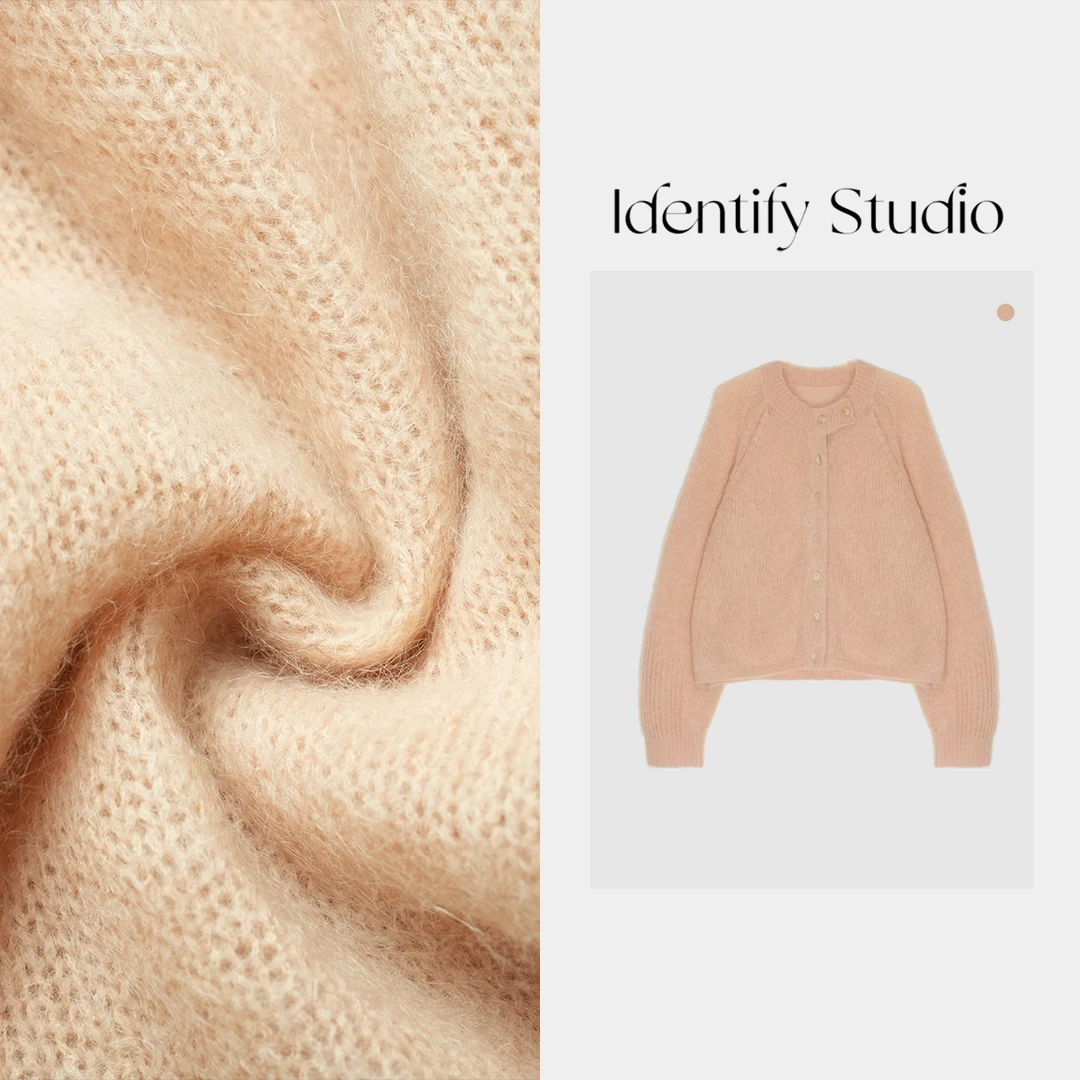 IDENTIFY香香“西柚粉毛衣开衫”秋冬休闲百搭外套24AW