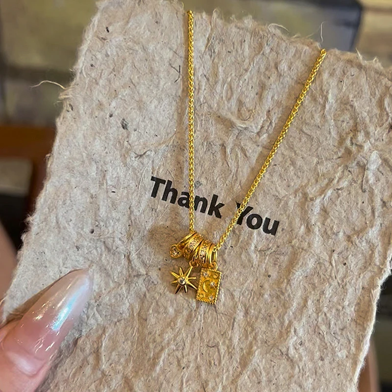 铜合金亚克力吊坠 爆款星月神话项链女太阳花点缀小星星diy月光牌