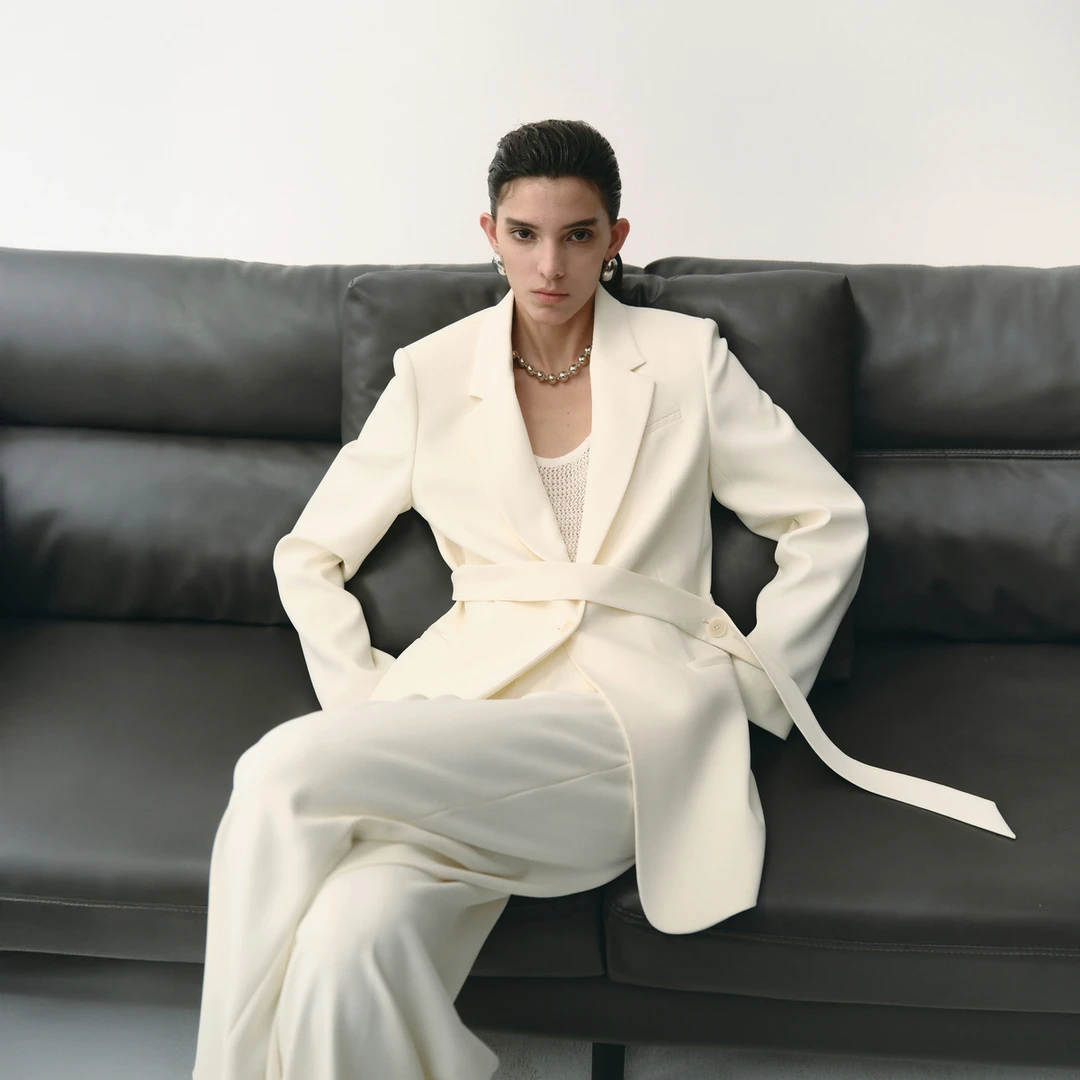 TORIL 直身系带平驳领西装外套女 TGD2FSW016/SW043