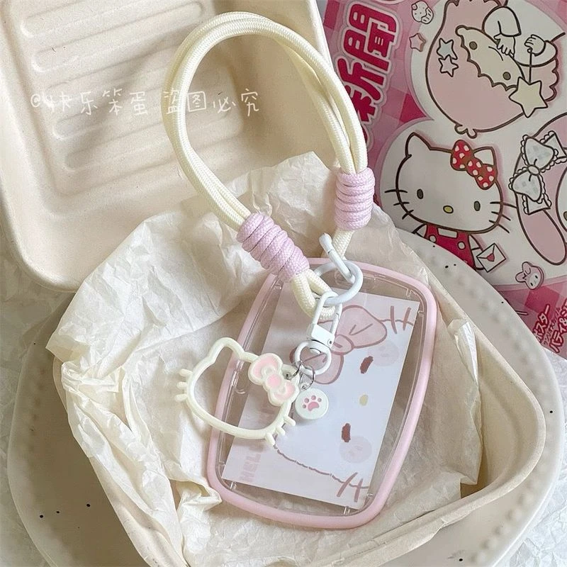硅胶透明卡套粉色kt卡通学生身份证校园卡饭卡卡片工牌手腕挂绳