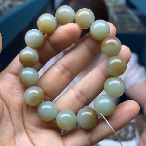 未镶嵌手串和田玉14糖青