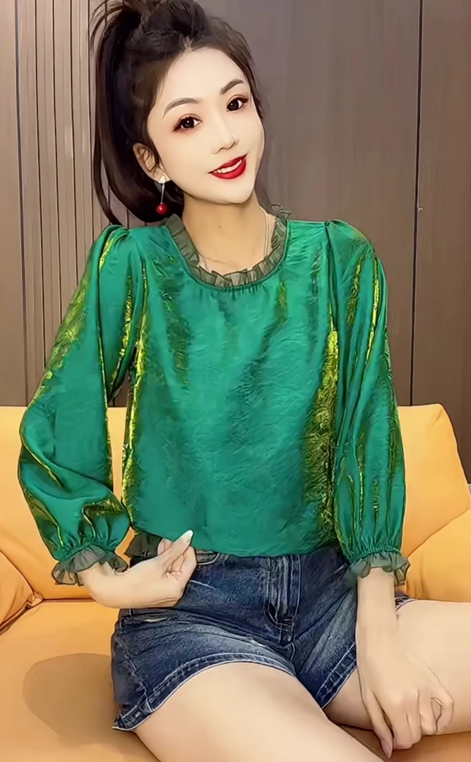 早秋新款衬衫提花宽松型衬衣洋气复古时尚小衫20252